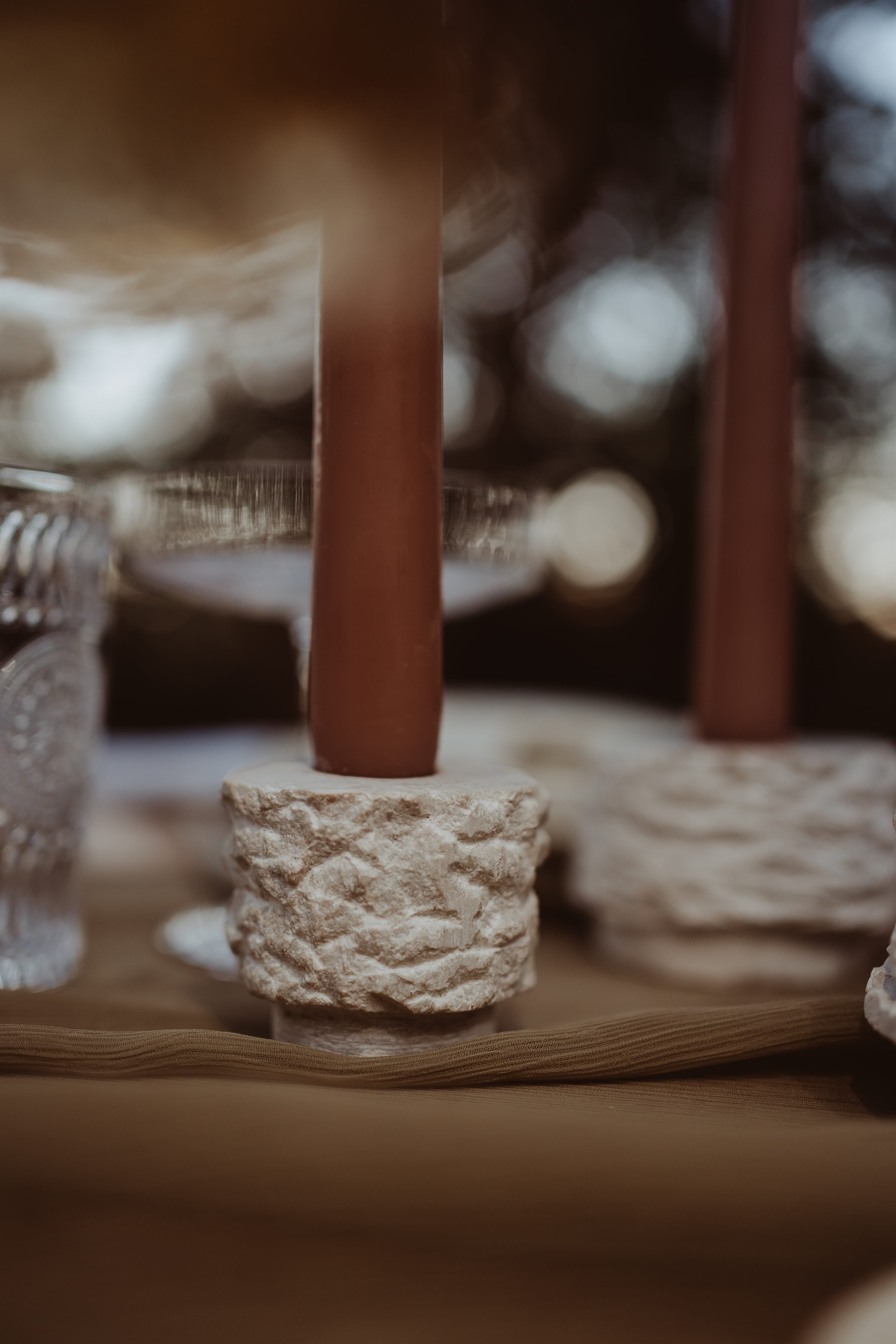 STONE CANDLE HOLDER SET
